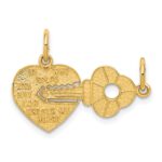 14K Polished 2-Piece Break-Apart HE WHO HOLDS THE KEY CAN UNLOCK MY HEART Charm