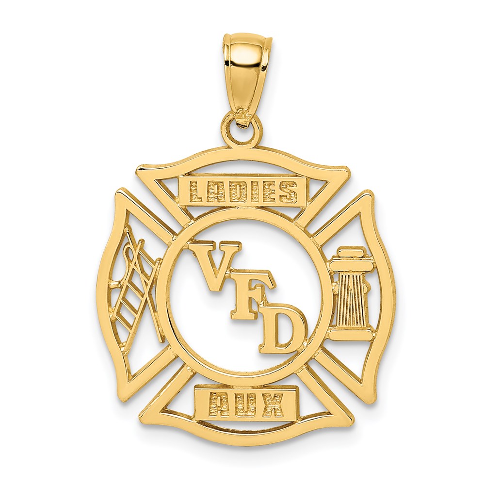 C3106.jpg 14k VFD LADIES AUX Shield Charm - Image 1