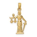 14k 3-D Lady of Justice with Moveable Scales Pendant - Image 3