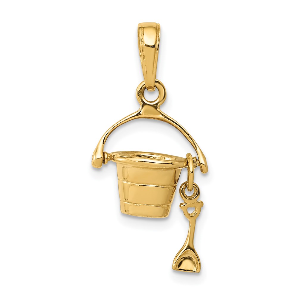 C3305.jpg 14k 3-D Beach Bucket with Moveable Shovel Charm - Image 1
