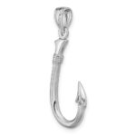 14K White Gold 3-D Fish Hook Charm - Image 5