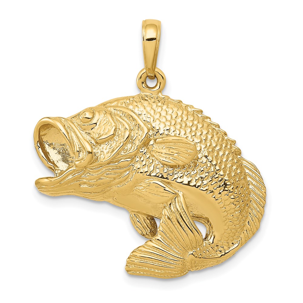 C3417.jpg 14k Large Bass Fish Jumping Pendant - Image 1