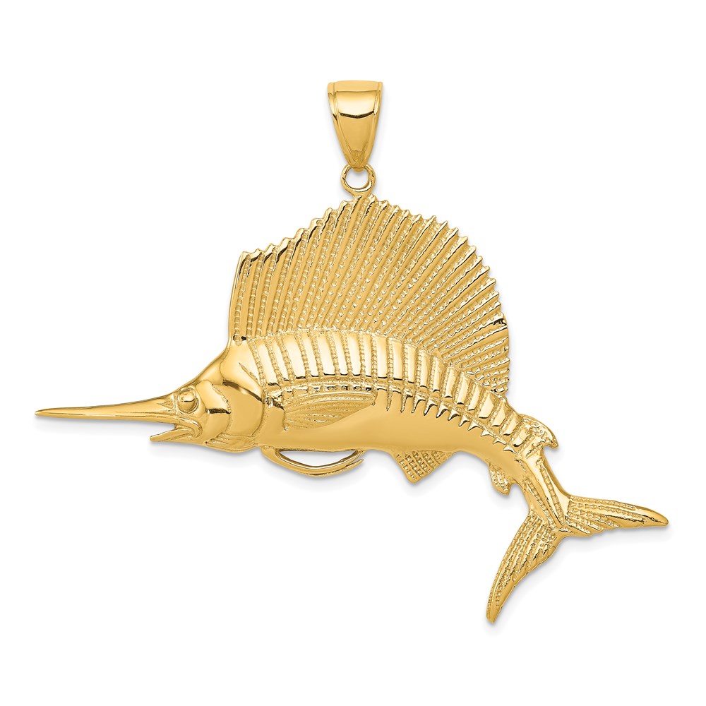 C3425.jpg 14k Large Sailfish Pendant - Image 1