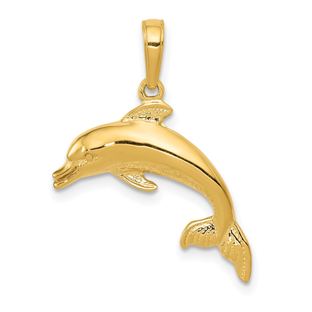 C3455.jpg 14k Dolphin Swimming Pendant - Image 1