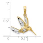 14k and White Rhodium Diamond-cut Hummingbird Pendant - Image 4