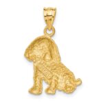 14k Satin Diamond-cut Dog Charm - Image 3
