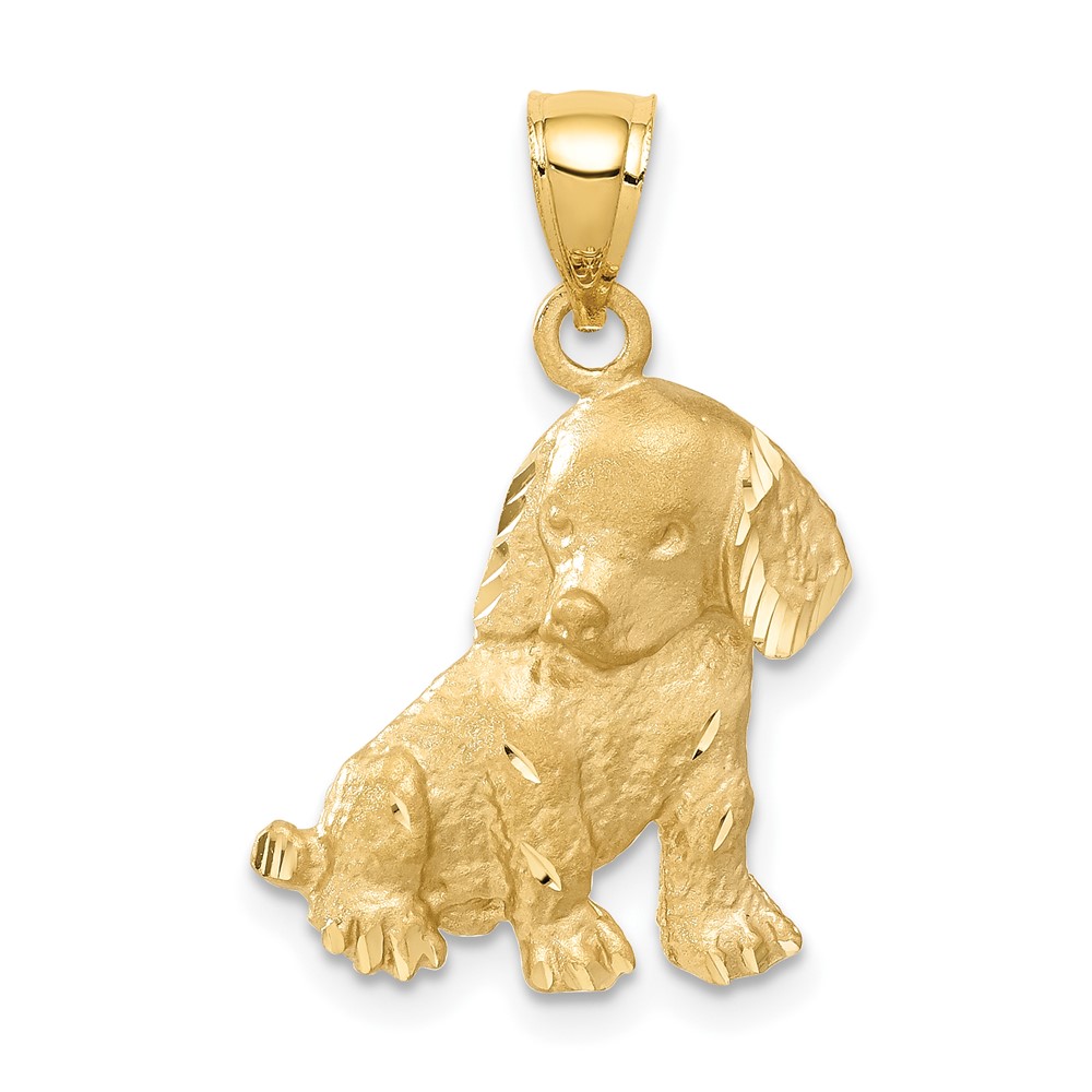 C35.jpg 14k Satin Diamond-cut Dog Charm - Image 1