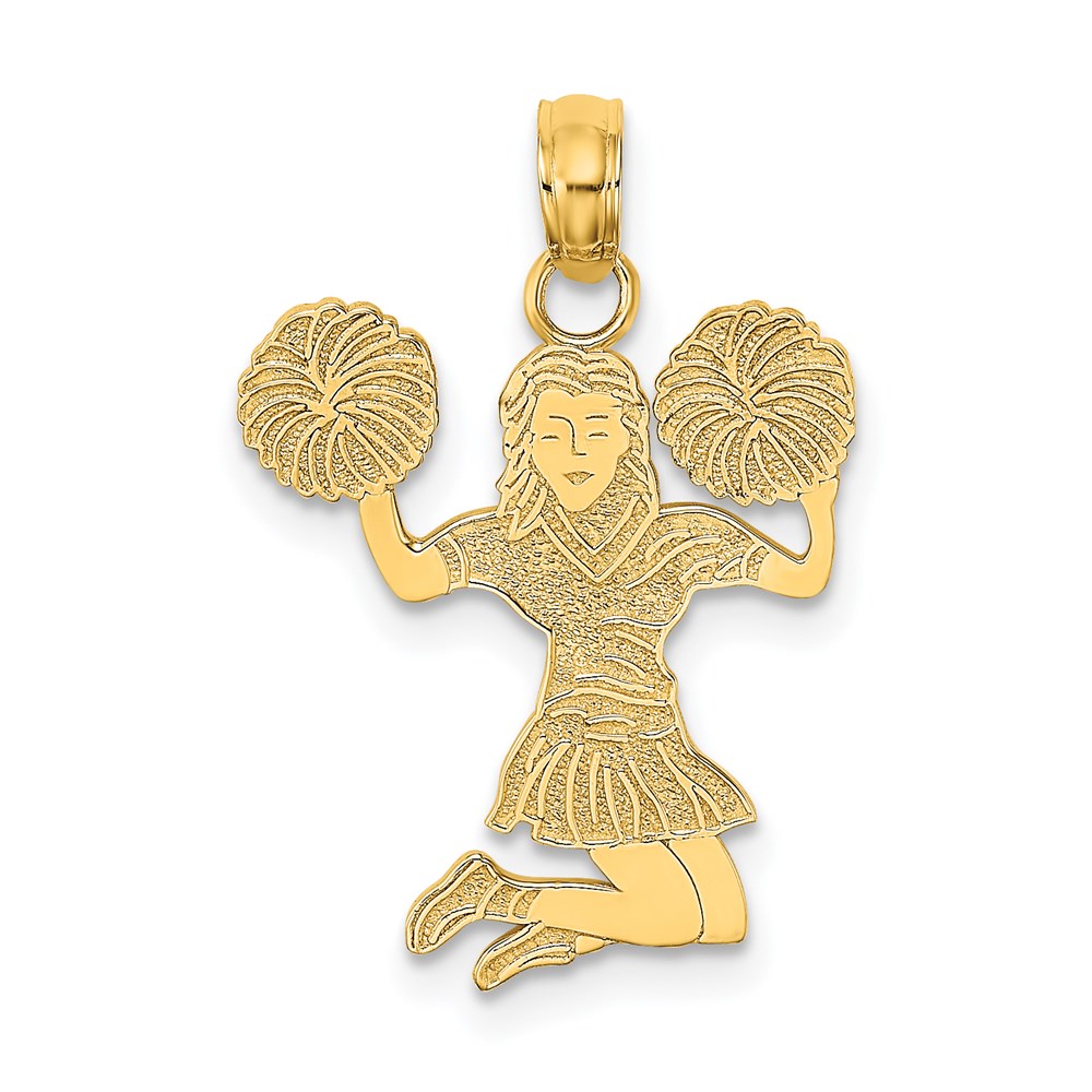 C3556.jpg 14k Cheerleader Jumping with Pom-Poms Charm - Image 1