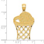 14k Basketball in Hoop Diamond Cut Pendant - Image 4