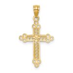14k and White Rhodium Budded Cross with Heart Center Pendant - Image 4