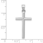 14k White Gold Polished Hollow Cross Pendant - Image 3