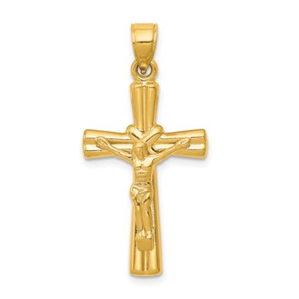 14K Hollow Crucifix Reversible to X-Center Cross Pendant