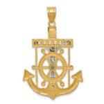 14k Two-tone Diamond-cut Mariners Crucifix Pendant - Image 4