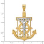14k Two-tone Diamond-cut Mariners Crucifix Pendant - Image 3