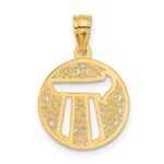 14k Filigree Circle Chai Pendant - Image 3
