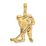 14k Hockey Player with Stick and Puck Charm