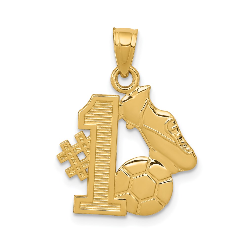 C3762.jpg 14K #1 Soccer Ball With Cleats Pendant - Image 1