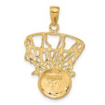 14k Swoosh Basketball and Net Pendant - Image 3