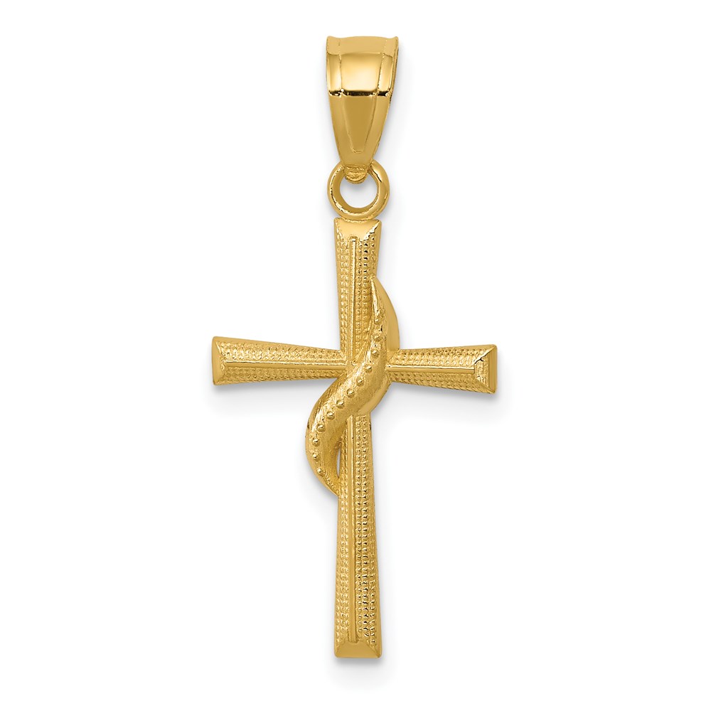 C3813.jpg 14k Polished Cross with Drape Pendant - Image 1
