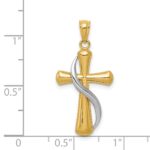 14K Two-Tone Polished Cross with Drape Pendant - Image 3