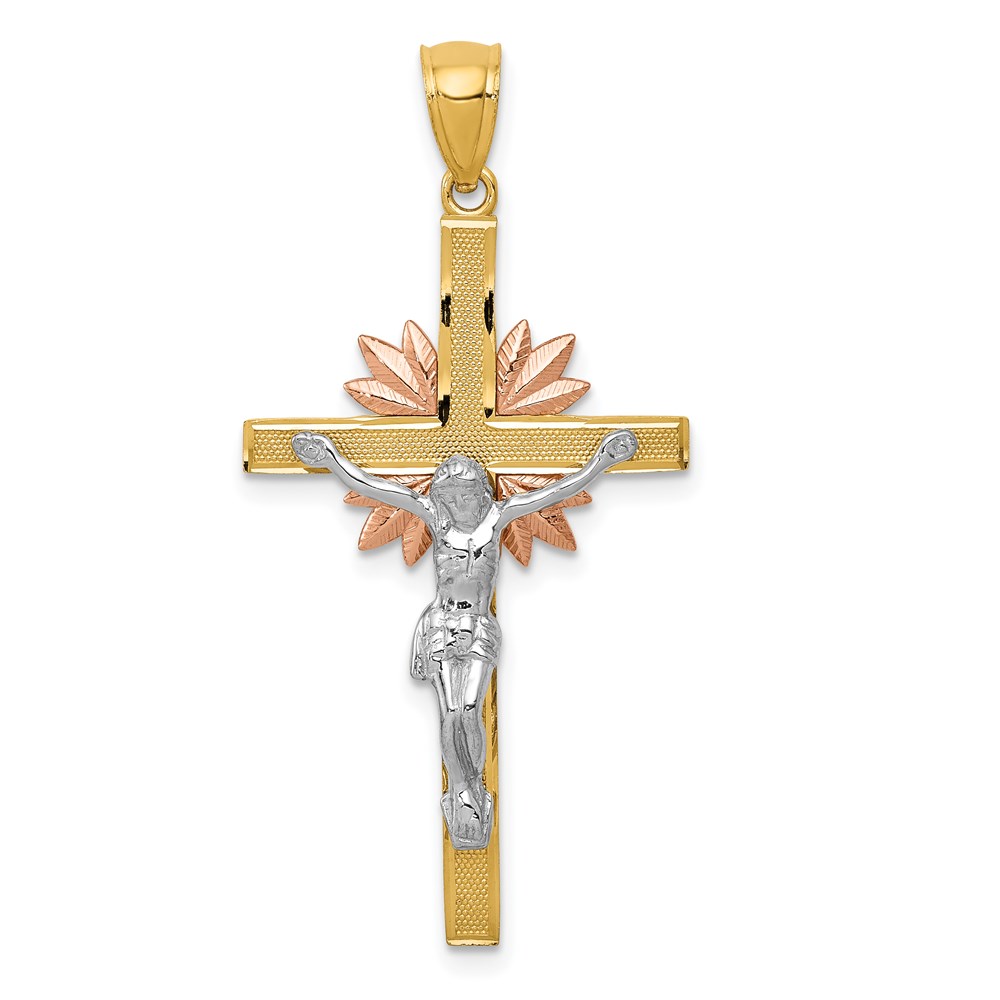 C3906.jpg 14k Tri-color Crucifix Pendant - Image 1