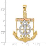 14k Tri-color Diamond-cut and Textured Mariners Crucifix Pendant - Image 3