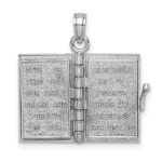 14k White Gold 3-D HOLY BIBLE with Lord's Prayer and Moveable Pages Pendant - Image 3