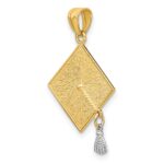 14k with White Rhodium 3-D Graduation Cap with Moveable Tassel Pendant - Image 5