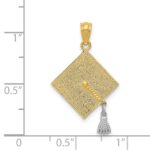 14k with White Rhodium 3-D Graduation Cap with Moveable Tassel Pendant - Image 4