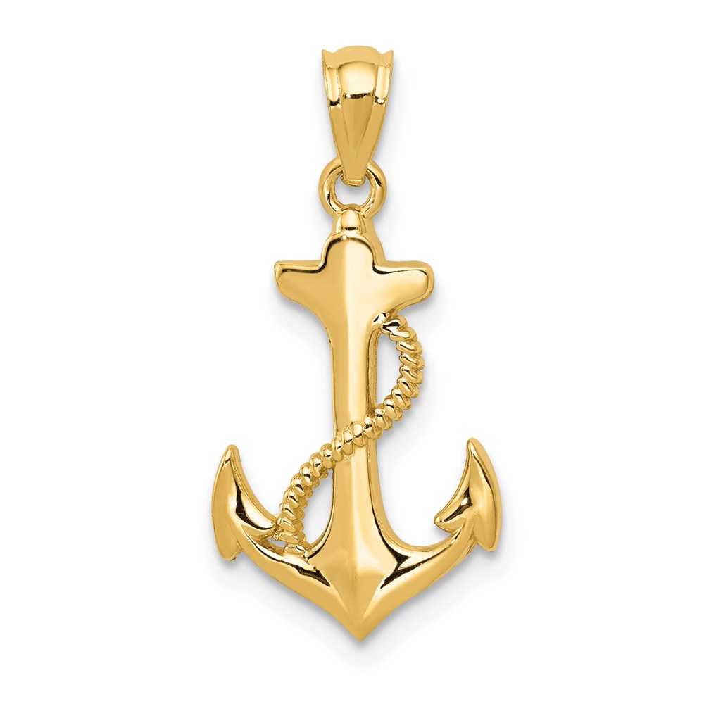 C4035.jpg 14k Polished Anchor with Rope Pendant - Image 1