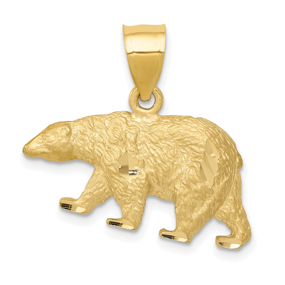 C4061.jpg 14K Satin Diamond-cut Bear Pendant - Image 1