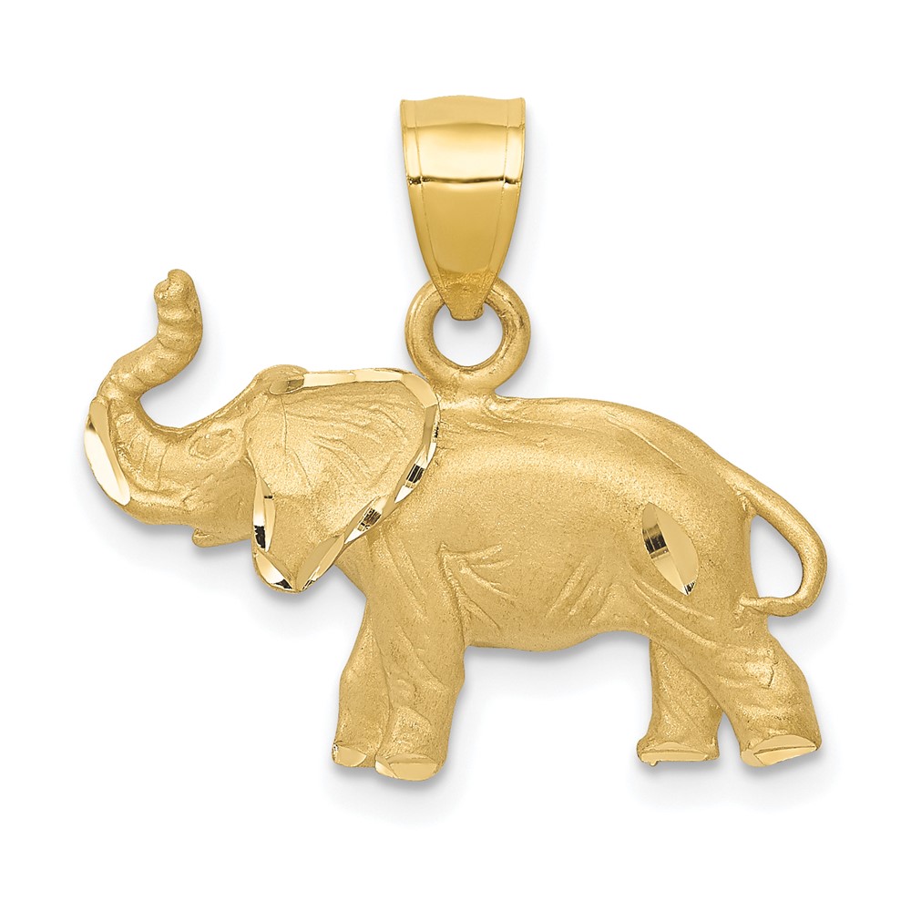C4066.jpg 14K Satin Diamond-cut Elephant Pendant - Image 1