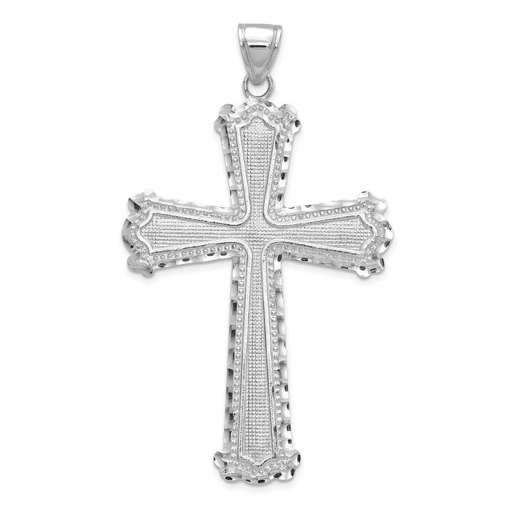 C4201W.jpg 14K White Gold Diamond-cut Cross Pendant - Image 1