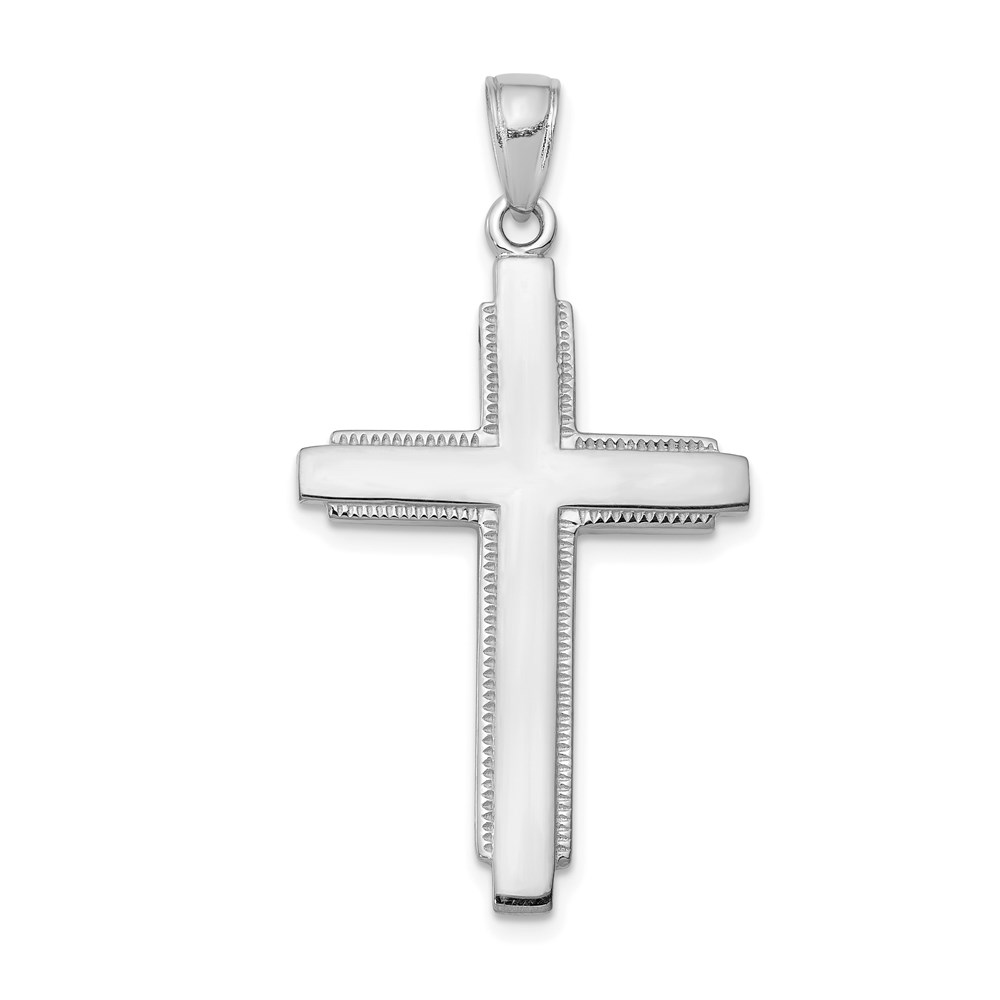 C4206W.jpg 14K White Gold Solid Cross Pendant - Image 1