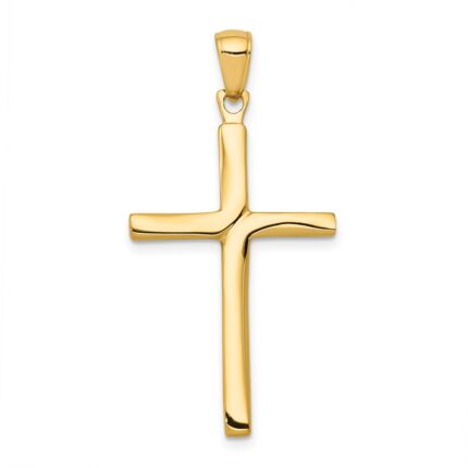 14K Satin Finish Accent Stick Cross Pendant