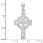 14K White Gold Celtic Cross with Eternity Circle Pendant - Image 4