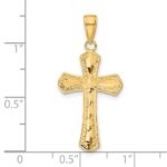 14K Diamond-cut Beveled Edges Cross Pendant - Image 4