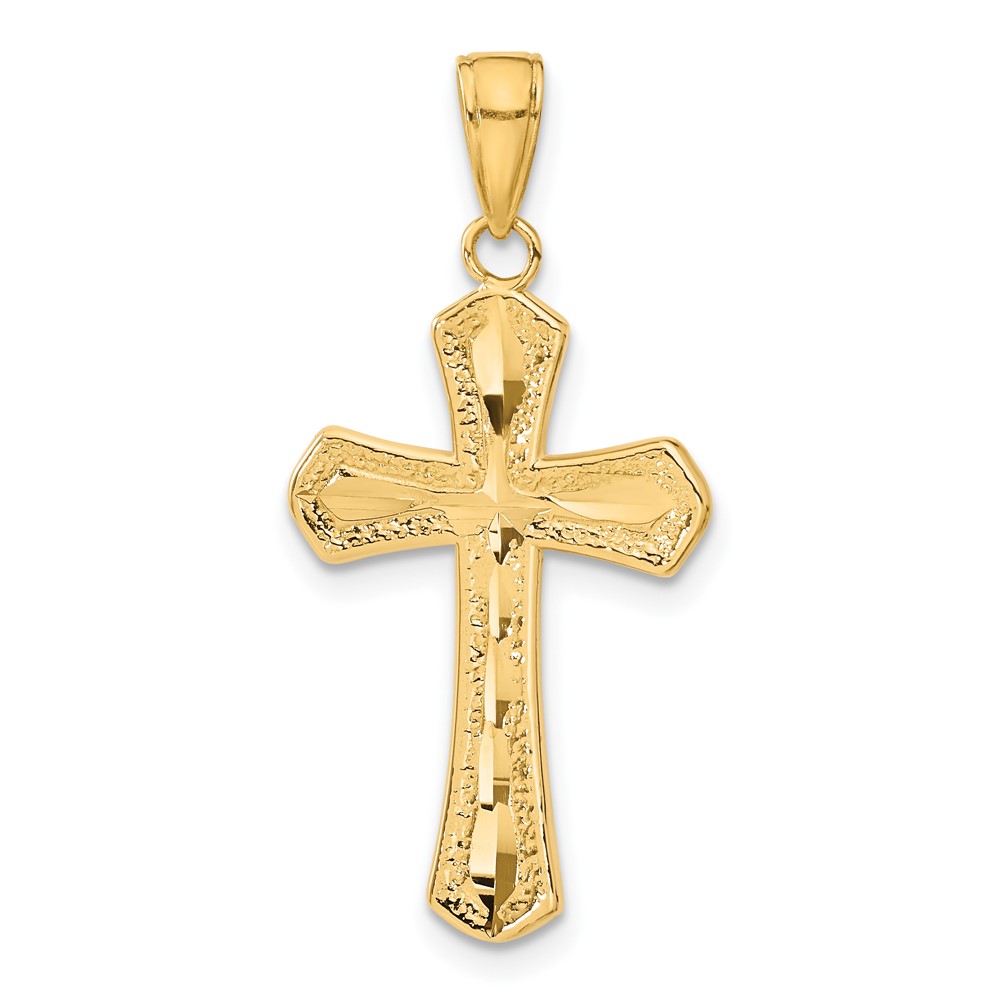 C4290.jpg 14K Diamond-cut Beveled Edges Cross Pendant - Image 1