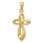 14K Polished with Satin Ribbon Cross Pendant