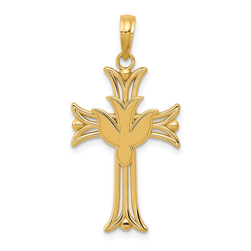 C4311.jpg 14K Dove on Cross Pendant - Image 1