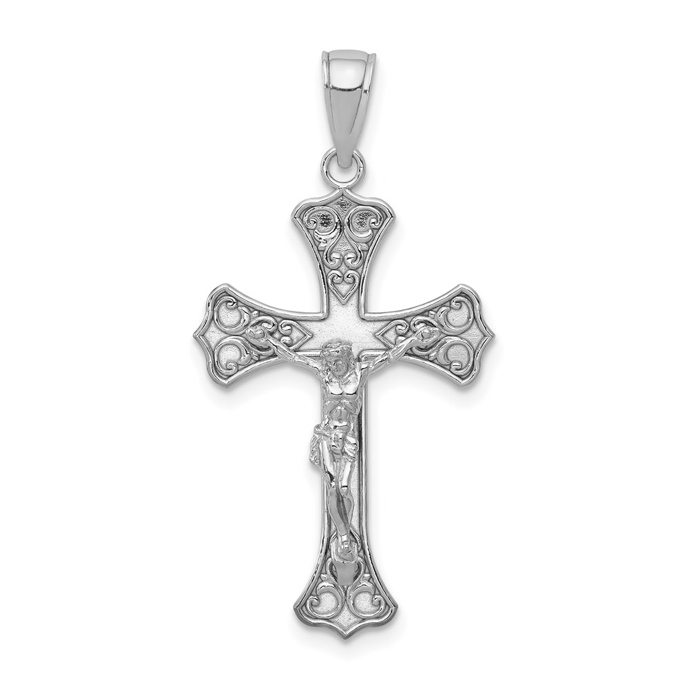 C4345W.jpg 14K White Gold Crucifix Pendant - Image 1