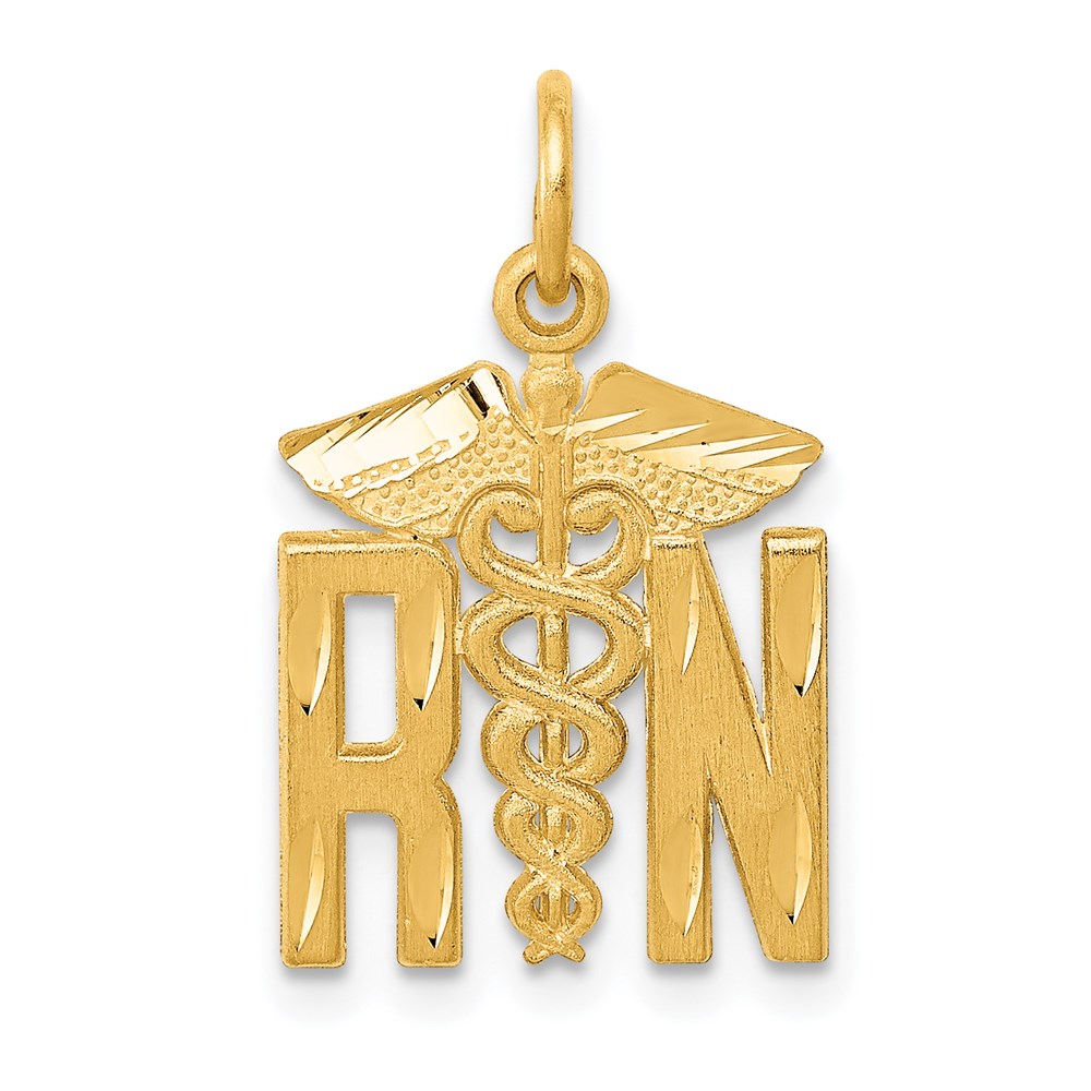 C435.jpg 14k Diamond-cut RN Registered Nurse Charm - Image 1