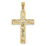 14K Two-Tone Diamond-cut Large Filigree Crucifix Pendant - Image 4