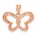 14k Rose Gold and White Rhodium Butterfly Pendant - Image 3