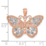 14k Rose Gold and White Rhodium Diamond-cut Butterfly Pendant - Image 4