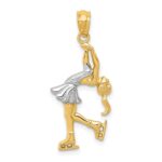 14K and White Rhodium Ice Skater Pendant