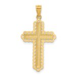 14K and White Rhodium Diamond-cut Cross Pendant - Image 3