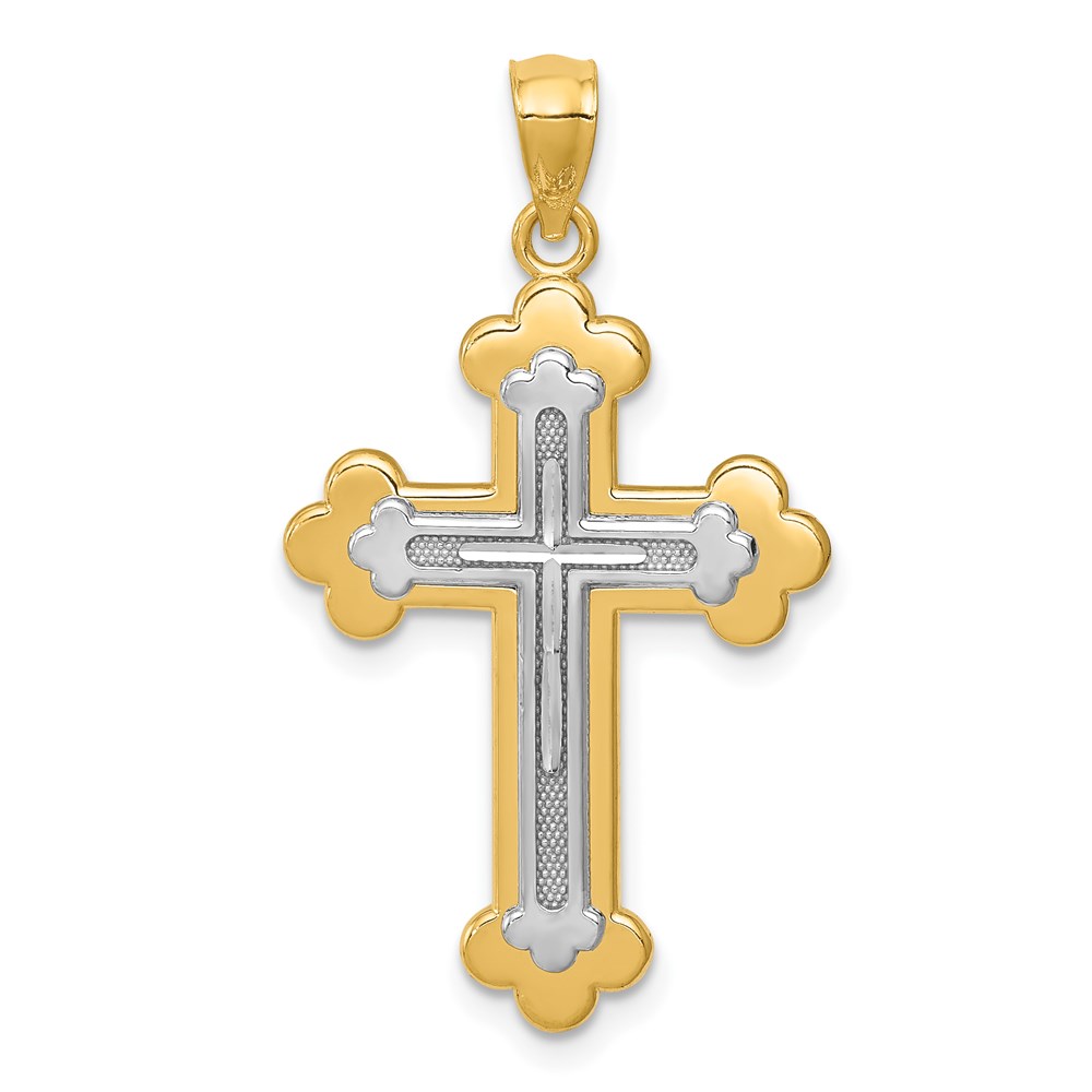 C4512.jpg 14k Two-tone Budded Cross Pendant - Image 1