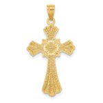 14K with White Rhodium Diamond-Cut Cross Pendant - Image 3