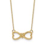 14k Polished Infinity Symbol with Heart Center 18 inch Necklace